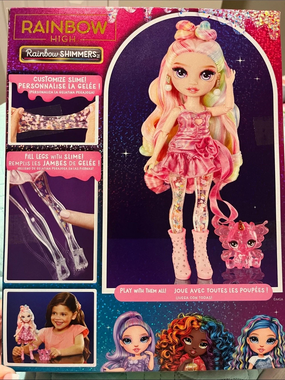 Rainbow High Shimmers Doll with Pink Unicorn Slime Playset - Pink